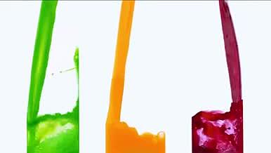 彩色水果汁饮料飞溅视频视频的预览图